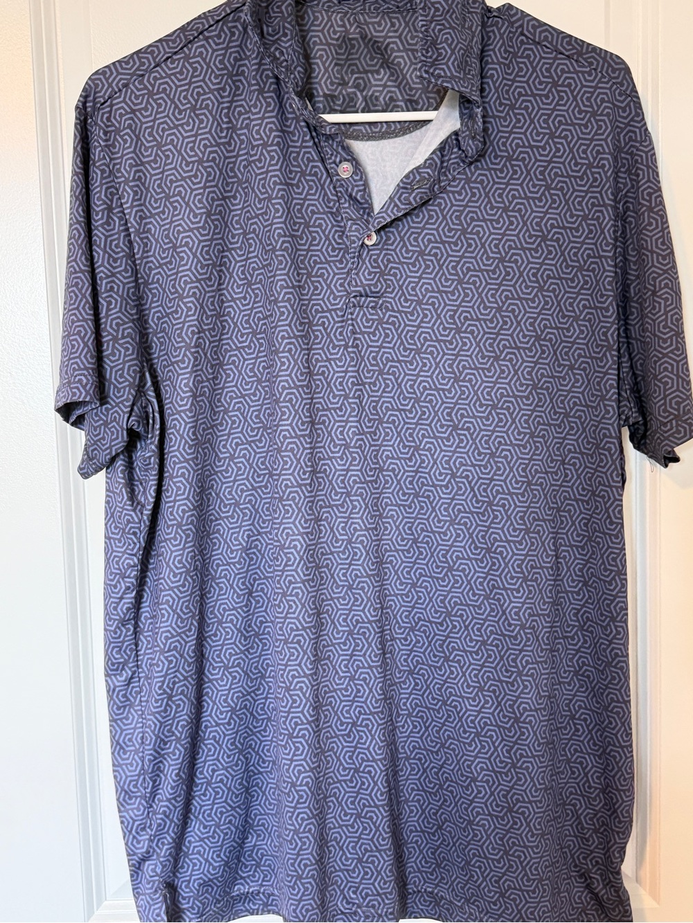 Men's Blue Geometric Polo Shirt
